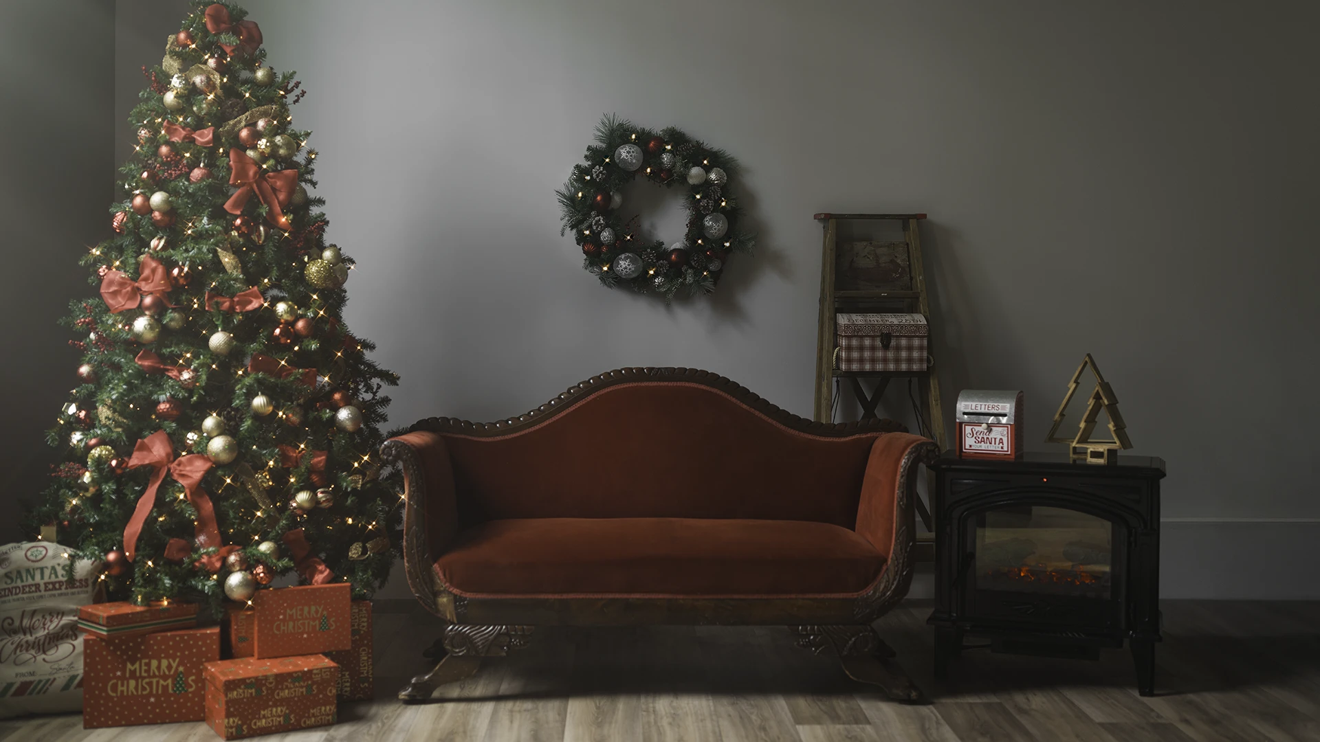 red Christmas photography set
