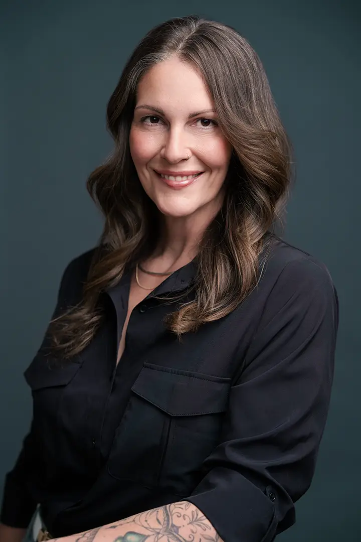 woman posing for headshot at studio 342 - real headshots