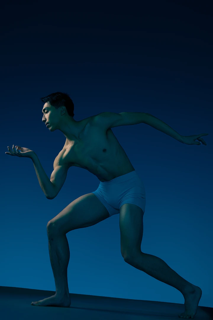 dancer in unique pose - photo studio